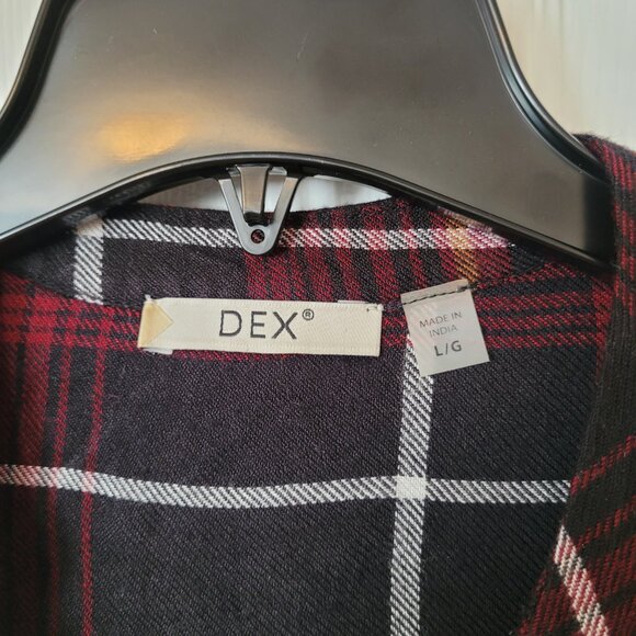 Dex Long Sleeve Cinched-Waist Zippered Dress ~ Black and Red Checkered ~ Sz L ~ - Picture 4 of 4